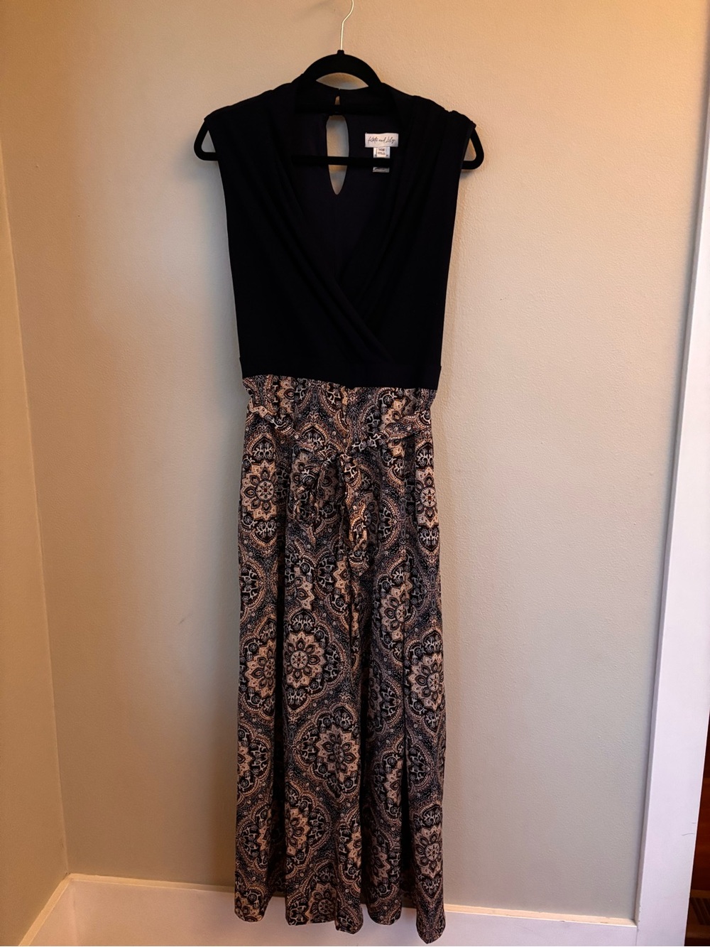 Sleeveless Maxi Jumper - Navy and Cream